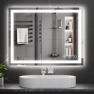 Espelho de banheiro LED Koonmi 24x36 retroiluminado + iluminação frontal