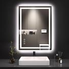 Espelho de banheiro LED LOAAO 20x28cm com luzes antiembaçantes reguláveis