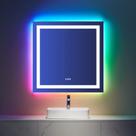 Espelho de banheiro LED LOAAO 36x36cm com luzes antiembaçantes reguláveis