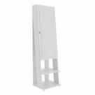 Espelho De Chão Grande Retangular 175X49Cm Com 2 Prateleiras Organizador Porta Acessórios Inclinado Retrô Pe2024 Branco