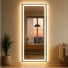 Espelho De Corpo Inteiro Com LED Lopazzi 170x70cm Modelo Retangular Com Botão Touch, 3 Temperaturas De Luz, Moldura Em Aço E Vidro De Alta Definição