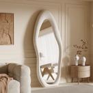 Espelho de Corpo Inteiro Honyee 160x61cm Moldura Ondulada Creme Branco Espelho de Corpo Inteiro Honyee 160x61cm Moldura Ondulada Creme Branco
