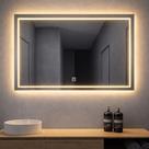 Espelho De Led Orgânico Retangular Touch 3 Cores de Luz com Display Digital 60x80cm Bivolts Espelho De Led Orgânico Retangular Touch 3 Cores de Luz com Display Digital 60x80cm Bivolts