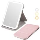 Espelho de maquiagem ALHAKIN recarregável com 3 cores rosa claro