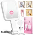 Espelho de maquiagem EAONE Travel de dupla face 10X/1X com luzes