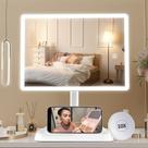 Espelho de maquiagem FUNTOUCH recarregável com luzes 96 LED