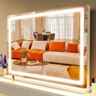 Espelho de maquiagem Gvnkvn LED grande de 32 x 24 cm com aumento de 10X.