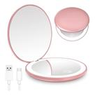 Espelho de maquiagem led recarregável usb-c 10x ampliação com luz 12 led portátil dobrável compacto