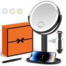 Espelho de maquiagem MIYADIVA 30X Magnifying com luzes 80 LEDs preto