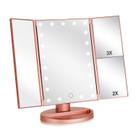 Espelho de maquiagem Vanity Flymiro triplo com luz 3x/2x, rose gold