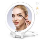 Espelho de maquiagem WEILY Magnifying 10X/1X com 3 luzes coloridas