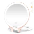 Espelho de maquiagem WEILY Magnifying 10X/1X com 3 luzes de cor rosa