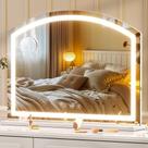 Espelho de maquilhagem Hasipu Arch com luz de 32 x 24 polegadas com 10X Magnificat