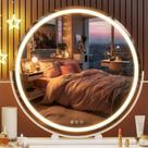 Espelho de maquilhagem Hasipu LED de 23,6 polegadas com luzes de 3 cores reguláveis Espelho de maquilhagem Hasipu LED de 23,6 polegadas com luzes de 3 cores reguláveis