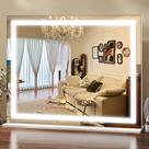 Espelho de maquilhagem RLOVE iluminado 58x46cm LED regulável de 3 cores