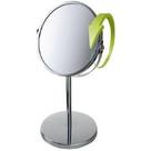 Espelho de Mesa Dupla Face Oval com Aumento 5x Prata 33cm PEDESTAL