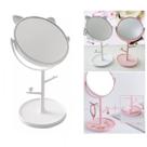 Espelho De Mesa Redondo Gatinho Porta Jóias Kit Maquiagem