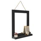 Espelho de parede Emfogo com prateleira 50x40cm Farmhouse Decor Preto