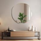 Espelho de Parede Irregular POZINO, Espelhos Assimétricos Grandes de 35", Espelho Dourado com Borda Ondulada e Arredondada, Espelhos Abstratos Modernos Sem Moldura para Sala, Quarto, Banheiro, Entrada, Corredor, Lareira