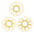 Espelho de Parede Manortang Conjunto com 3 Peças 23 cm Flor Dourado