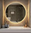 Espelho de Parede Redondo 50cm com LED 3 Cores para Banheiro e Lavabo Espelho de Parede Redondo 50cm com LED 3 Cores para Banheiro e Lavabo