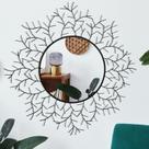 Espelho de Parede Redondo POZINO, Espelho Circular de 30 Polegadas para Decoração, Espelho Decorativo com Moldura de Metal Preto para Sala, Quarto e Entrada