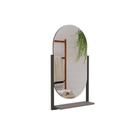 Espelho de Quarto Solteiro Oval Ori c/ Prateleira Metalica 41X87cm Titanium - MGM