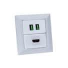Espelho de Tomada Duplo Chanfrado 1 HDMI 2Usb 4.9A