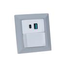 Espelho de Tomada Duplo Chanfrado 1 Interruptor 2 Usb 9.0A