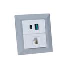 Espelho de Tomada Duplo Chanfrado 1 RJ-45 Cat5e 2Usb 9.0A Cz