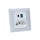 Espelho de Tomada Duplo Chanfrado 1 Tom 20A 2 Usb 9.0A Branco