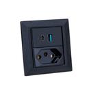 Espelho de Tomada Duplo Chanfrado 1 Tom 20A 2 Usb 9.0A Preto