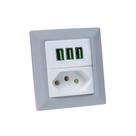 Espelho de Tomada Duplo Chanfrado 1 Tom 20A 3 Usb 5.2A Cinza