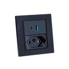 Espelho de Tomada Duplo Reto 1 Tom 20A 2 Usb 9.0A 1 TipoC Pr