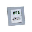 Espelho de Tomada Duplo Reto 1 Tomada 20A 3 Usb 5.2A Cinza