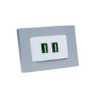 Espelho de Tomada Simples Reto com 2 USB 4.9A