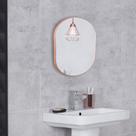 Espelho de Vidro Oval Londres com Borda Rose Gold 40x30cm