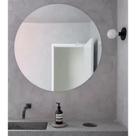 Espelho De Vidro Redondo Lapidado Decorativo 40x40cm Para Quarto Sala Banheiro Cozinha