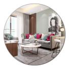 Espelho De Vidro Redondo Lapidado Decorativo Banheiro Quarto Sala 50cm