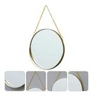 Espelho Decorativo 20cm Redondo Dourado Metal Alça Corrente Pendurar