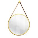 Espelho Decorativo Adnet Amarelo Alça Café 40cm Redondo