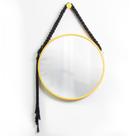 Espelho Decorativo Adnet Amarelo Alça Macramê Preta 50 cm Redondo Espelho Decorativo Adnet Amarelo Alça Macramê Preta 50 cm Redondo