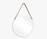 Espelho Decorativo Adnet Branco Alça material sintético Caramelo Led Amarelo 40cm Redondo