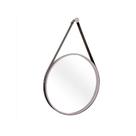 Espelho Decorativo Adnet Cinza Alça material sintético Preto 20cm Redondo