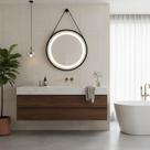 Espelho Decorativo Adnet Grande Redondo com LED 60cm com Alça e Suporte para Sala Quarto Banheiro Hall