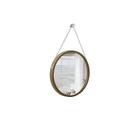 Espelho Decorativo Adnet Marrom Alça Corrente Cromada 30 cm Redondo