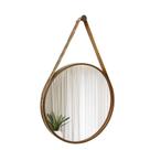 Espelho Decorativo Adnet Marrom Alça material sintético Rajado 40 cm Redondo