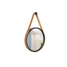 Espelho Decorativo Adnet Preto Alça material sintético Rajado 30 cm Redondo