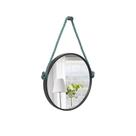 Espelho Decorativo Adnet Preto Alça Sisal Azul 60 cm Redondo Espelho Decorativo Adnet Preto Alça Sisal Azul 60 cm Redondo