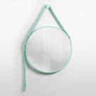 Espelho Decorativo Adnet Verde Alça Macramê Verde Água 40 cm Redondo Espelho Decorativo Adnet Verde Alça Macramê Verde Água 40 cm Redondo